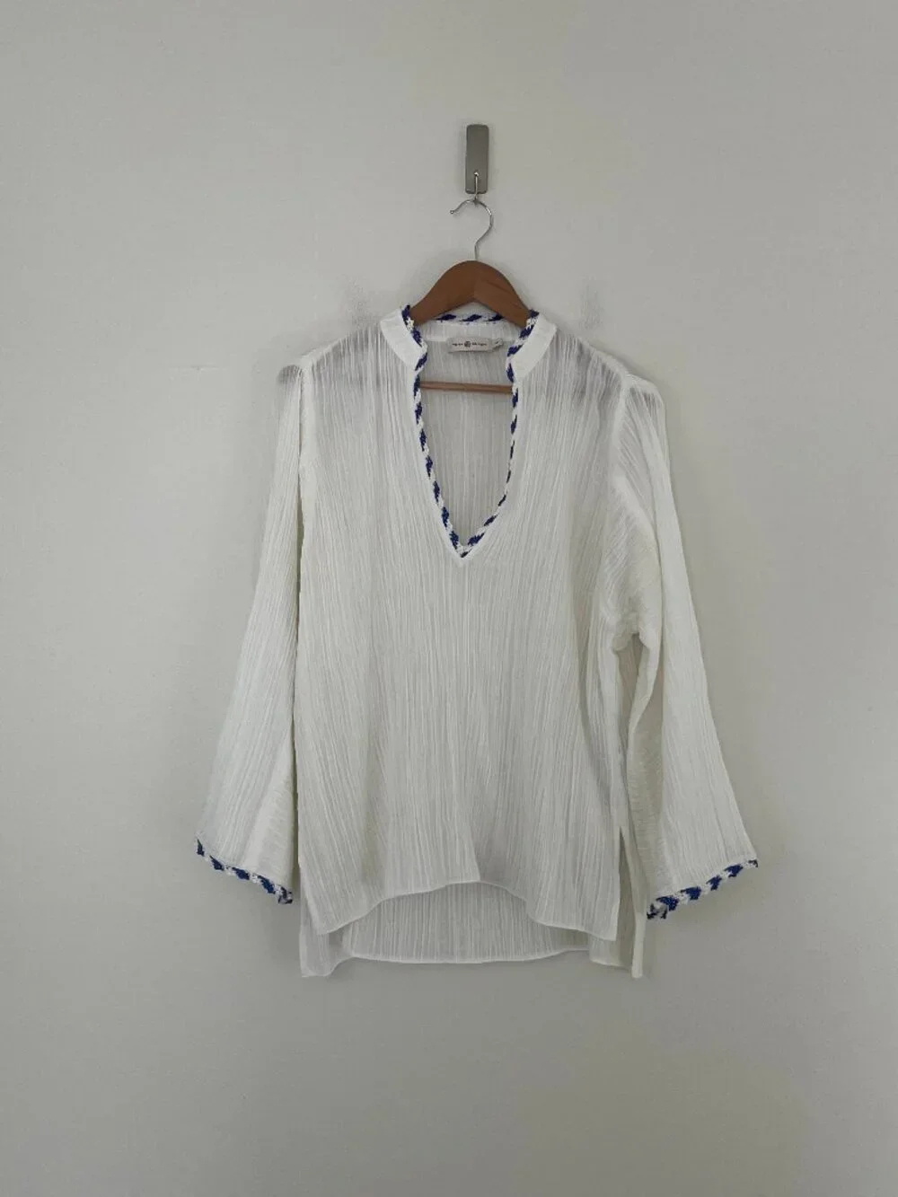 Tory Burch Crinkle Gauze Beach Cover Up Shirt in White Size Small